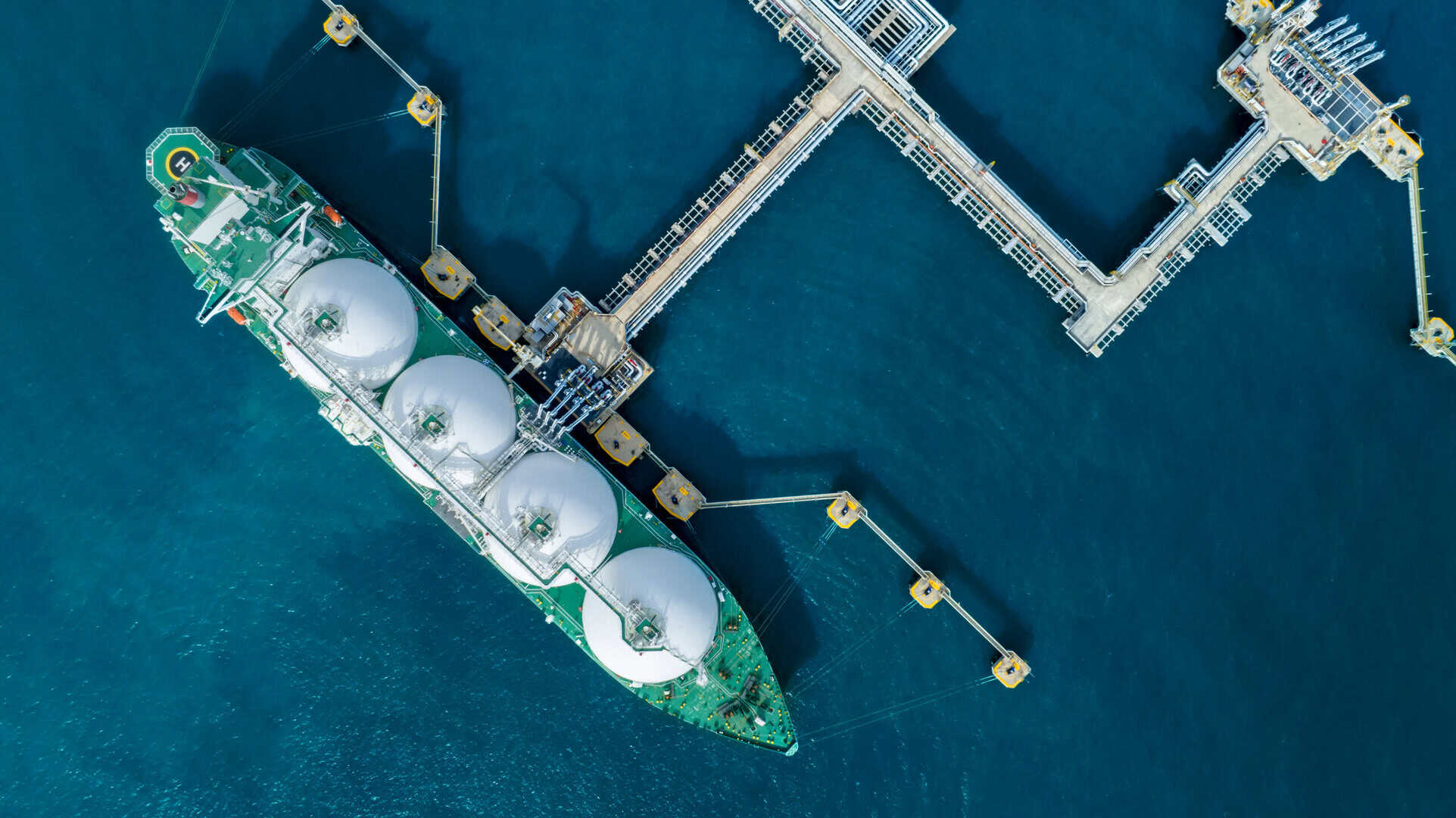 LNG (Liquified Natural Gas) tanker anchored in Gas terminal gas